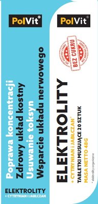 Elektrolity + Jabłczan m Cytrynian - tabletki musujące 20 szt - PolVit
