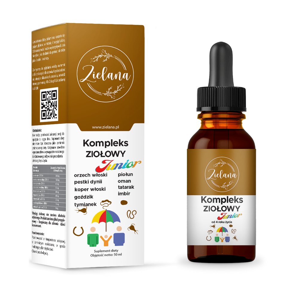 Kompleks Ziołowy JUNIOR  ZIELANA 50 ml + E-Book "Odrobaczanie"