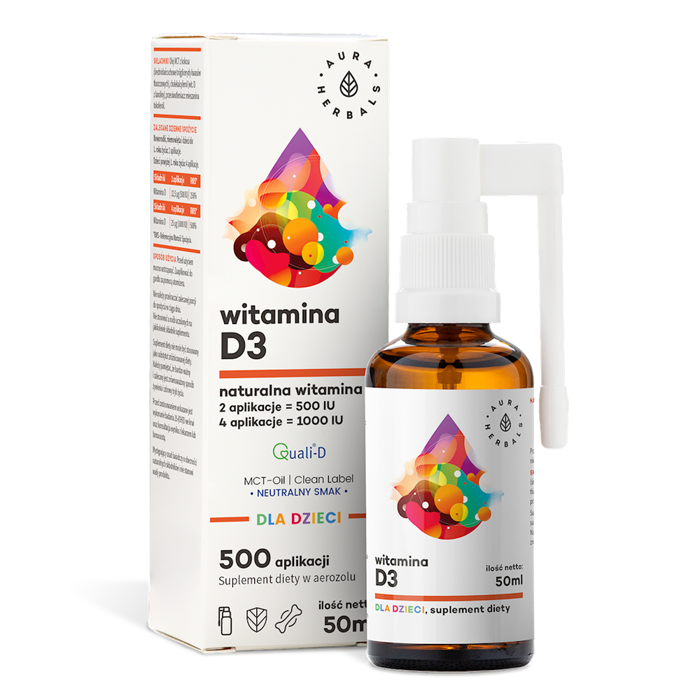 Aura Herbals Witamina D3 dla dzieci MCT 50 ml w aerozolu